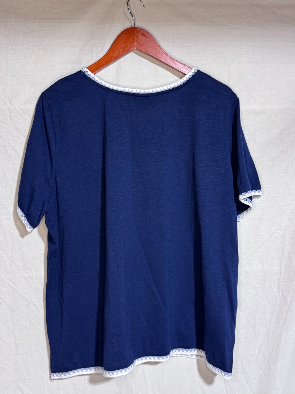 Alfred Dunner Navy Short Sleeve Top with White Anchor Accent - Picture 9 of 9